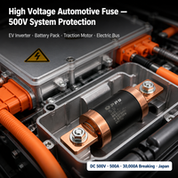 Fusible en alliage de cuivre haute tension pour VE DC500V 15A-50A, norme UL pour véhicules électriques hybrides, circuit basse température, vente en gros