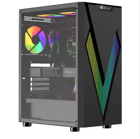 Custodia per Pc con marchio personalizzato custodia per Pc grande custodia in vetro temperato nero Rgb Tower Case per Pc da gioco