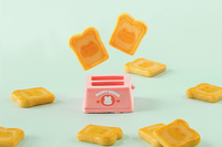 Faire semblant de jouer mini ensemble de cuisine animaux grenouille lapin ours chat grille-pain et toast résine breloques pain cuisine nourriture jouets pour enfants filles