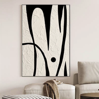 Grande toile murale texturée, peinture d'art pour hôtel, style Wabi-Sabi noir et blanc, art mural abstrait moderne
