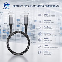 Câble USB 3.0 Type C 10 Gbps LUNGKAY OEM/ODM, charge rapide 60W, cordon tressé, compatible CarPlay pour ordinateur portable, tablette, téléphone