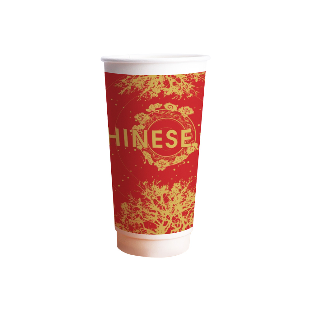 Red Thickened Disposable Coffee Paper Cup Double Wall Hot Drink Packaging Cup Can Be Customized logo 8oz 10oz 12oz