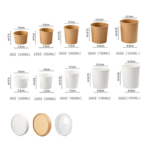 Récipient <span class=keywords><strong>jetable</strong></span> écologique pour plats à emporter 9 oz bols de nouilles en papier kraft tasses à <span class=keywords><strong>soupe</strong></span> chaude avec couvercle plat en papier - Product Image 5
