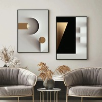 Poster garis geometris mewah abstrak Modern kreatif seni dinding kristal kanvas untuk ruang tamu dekorasi rumah kantor