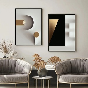 Affiche Murale Géométrique Abstraite Moderne de Luxe, <span class=keywords><strong>Art</strong></span> Mural Créatif sur Toile avec Cristaux pour Salon, Bureau et Décoration Intérieure - Product Image 3
