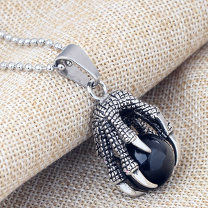 Colgante de garra de dragón de acero inoxidable de 22 mm con bisel de piedra negra, collar para mujer, regalo, joyería - Product Image 2