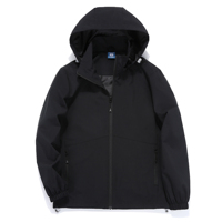 Veste softshell imperméable bleu marine à capuche coupe-vent unisexe zippée légère pour le voyage