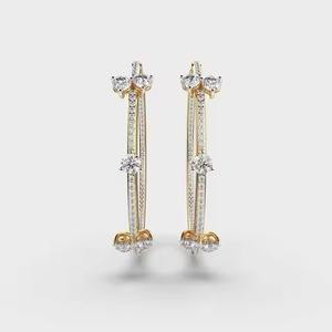 Boucles d'oreilles en diamant de forme ronde de bijoux fins à forte demande pour l'exportation de cadeaux de mariage dans le monde entier depuis la fabrication indienne - Product Image 4