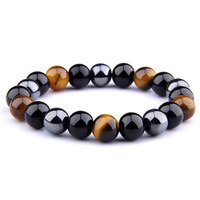Nouveau Bracelet magnétique pour hommes, pierre d'oeil de tigre, hématite noire, Triple Protection en obsidienne, tendance