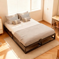 Fabricant d'origine – Cadre de lit simple en métal moderne et durable pour chambre à coucher, appartement, hôtel – Support à lattes en acier de haute qualité – Plateforme