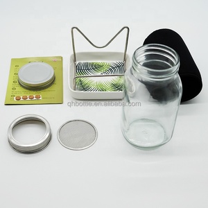 Barattolo di vetro anti-uv a bocca larga personalizzato con coperchio germogliato in acciaio inossidabile e supporto in metallo per la germinazione dei fagioli - Product Image 5