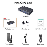 Hub USB 3.0 de 4 Puertos con Alimentación, 5Gbps, 9-24V, Máx. 2.4A/Puerto, Hub Metálico Industrial para Pruebas de Dispositivos, Sipolar A-4U30