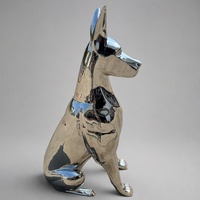 Escultura de Metal de Doberman en Acero Inoxidable Espejado, Escultura de Metal Personalizada de Animales Grandes para Decoración de Jardín de Hoteles de Lujo