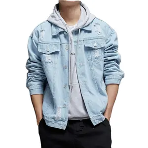 Jaket Denim Ukuran Plus untuk Pria, Jaket Denim Kasual Ramping, Jaket Musim Gugur Kualitas Tinggi Ukuran Plus untuk Pria