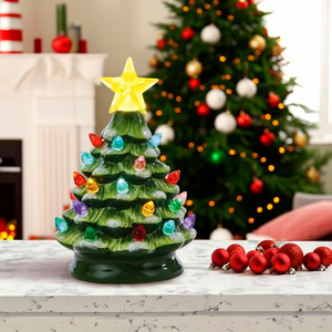 Décoration d'intérieur en gros, arbre de Noël en céramique peint à LED de haute qualité pour la décoration de table - Product Image 4