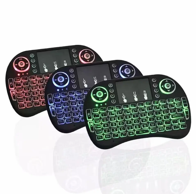 3-Color Backlit I8 Mini Wireless USB Keyboard 2.4GHz Multi-language Air Mouse Touchpad Ultra Thin for