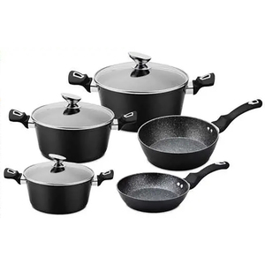 Modern Ceramic Marble Coated Pot Pan Silicone Glass Lids Bakelite Handles Non-Stick Forged Aluminum <b>Cookware</b> <b>Set</b> Gas <b>Induction</b> - Product Image 1