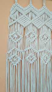 Tapiz de Pared Rectangular Bohemio Azul Claro, Hecho a Mano con Macramé de Algodón, Decoración con Flecos para Sala de Estar o Dormitorio - Product Image 4