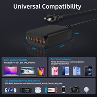 Chargeur USB C GaN 120W 160W 200W Type C 4C2A Station de charge rapide 6 ports pour ordinateur portable, téléphone portable, chargeur de bureau 100W 65W PD