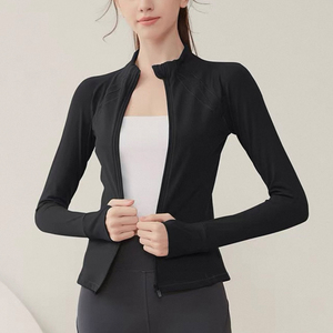 <b>Women</b> Stand Collar Long Sleeve Sports <b>Jacket</b> <b>Zip</b> <b>Up</b> Fitness Outerwear Breathable Quick Dry for Yoga Gym - Product Image 1