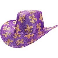 Chapeau de cowboy HLC ACC à sequins Fleur de Lys pour Mardi Gras, chapeau Fedora noir à sequins, accessoire de costume pour défilé de carnaval de la Nouvelle-Orléans
