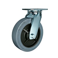 Roue pivotante antistatique robuste de 8 pouces (200 mm) en TPR gris avec plaque pour chariot