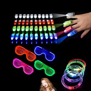 Nicro perlengkapan pesta lampu Neon Led, kacamata gelang Lampu jari menyala dalam gelap, Set produk menyala dalam gelap