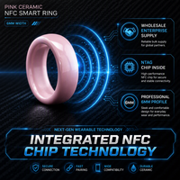 Montre connectée élégante en céramique rose avec puce NFC 6 mm résistante aux rayures, puce Ntag, Lumon, vente en gros, fournisseur d'usine, logo gratuit, livraison rapide