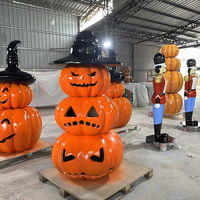 Décoration d'extérieur Citrouille d'Halloween, Ornement Créatif Citrouille Sorcière, Décoration de Fête à Domicile, Sculpture d'Halloween en Résine de Fibre de Verre