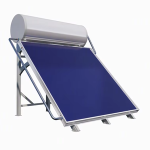 Práctico Calentador de Agua Solar Integrado a Presión de 120L con Recipiente Esmaltado, Colector de Placa Plana para Montaje a 25 Grados con Salida Inferior para Exteriores - Product Image 1