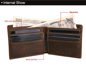 Andong Leather Short Wallet <b>Purse</b> <b>for</b> <b>Men</b> Genuine Cow Leather Retro Fashion Card Holder Slim Crazy Horse - Product Image 4