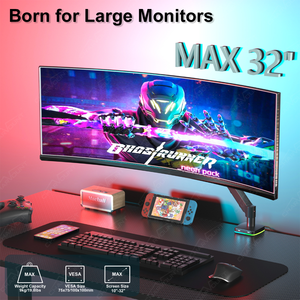 Support de bureau ergonomique réglable en hauteur et rotatif <span class=keywords><strong>pour</strong></span> écran <span class=keywords><strong>incurvé</strong></span> étendu, support simple <span class=keywords><strong>pour</strong></span> poste de travail <span class=keywords><strong>PC</strong></span> - Product Image 3