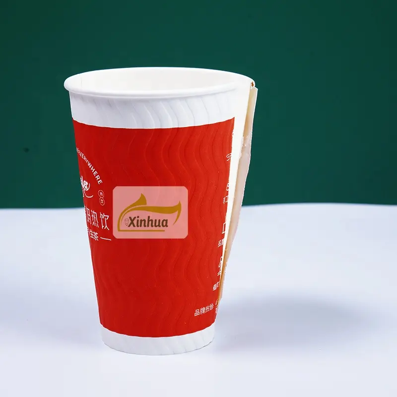 Embossed Double Wall Kraft Paper Cup for Food and Drink Water Carbonated Beverages Coffee Packaging