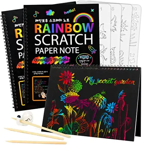 DIY rainbow scratch paper art set for kids colour creative cratch art painting paper art and craft kit
