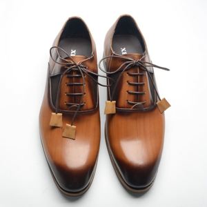 Chaussures en cuir faites à la main pour hommes, modèle 2025, en cuir de vachette pleine fleur, confortables, avec bande élastique Oxford, rehaussantes, pour affaires et occasions formelles - Product Image 1