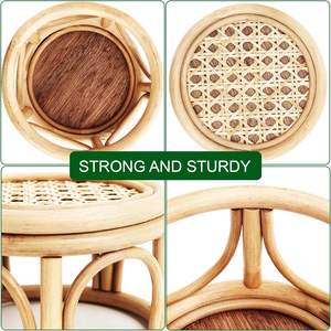 Support de plante rond en rotin tressé, robuste et durable, artisanat tissé, piédestal multifonctionnel pour l'affichage des plantes, pour la décoration de jardin intérieur - Product Image 6