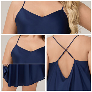 Plus Size Women's Summer Casual Nightgown Suspender Elastic Waist <b>Satin</b> Breathable Luxury Solid Soft Romantic Elegant V-neck - Product Image 6