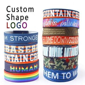 Pulsera de Tela Personalizada al por Mayor con Logotipo Impreso a Todo Color, Pulsera Deportiva Elástica Tejida por Sublimación para Eventos - Product Image 2