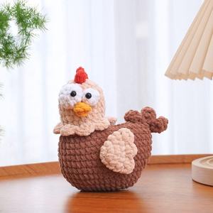 Kaiyue 100% algodón hecho a mano ganchillo pollito ojo abultado pollo relleno Animal peluche adorable gallina juguetes para niños regalo perfecto - Product Image 3