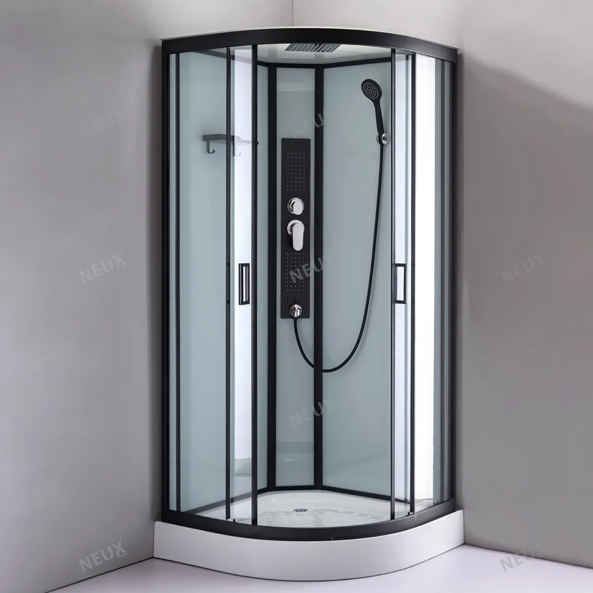 Easy Installation Black 5mm Tempered Glass Corner Sliding Door Bathroom Shower Rooms With Base