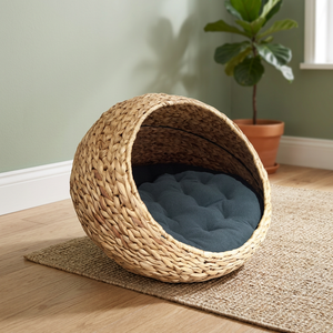 Vente en gros de lits pour chats en jacinthe d'eau tissés à la main, écologiques, avec coussin moelleux, pour chats, en provenance du Vietnam - Product Image 2