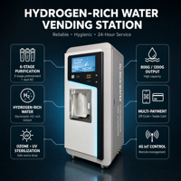 Distributeur d'eau riche en hydrogène 800G 1200G avec membrane RO, électrolytique, paiement par QR code, 4G IoT, réservoir en acier inoxydable, distributeur automatique
