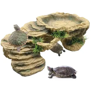 Tartaruga Basking Platform Tortoise Resin Dock riposo Rock rettile Habitat ornamento nascondere grotta galleggiante sporgente decorazione acquario