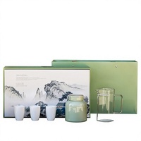 Coffret Cadeau de Thé en Céramique Chuqing : Tasses, Théière, Boîte à Thé ; Coffret Cadeau Vide Haut de Gamme pour Thé Aiguille d'Argent à Poils Blancs