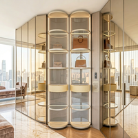 Hochkapazitäts-Handtaschen-Vitrine mit 180-Grad-Manueller Drehfunktion und LED-Beleuchtung für Wohnbereich-Organisation Mehrstöckige Glas-Taschenauslage
