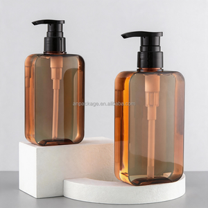 Flacone Cosmetico Biodegradabile in PETG Trasparente Marrone da 200ml 300ml con Pompa, Forma Quadrata per Crema Viso, Shampoo, Sapone - Product Image 5