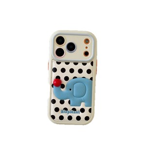 เคสโทรศัพท์หนังลายจุดสไตล์เกาหลี 3 มิติ รูปช้างจมูกแดง สำหรับ iPhone 17 Pro Max 16 15 14 ป้องกันการกระแทก - Product Image 1