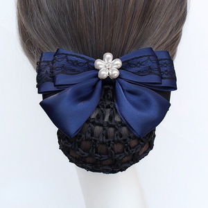 Barrette à cheveux HZM-61295 avec nœud papillon, filet à cheveux en maille antidérapante, crochet professionnel pour le travail - Product Image 3