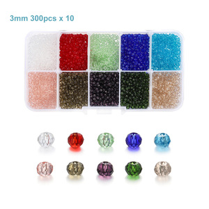 Cuentas redondas planas de cristal de 3mm para hacer joyas, pulseras, collares, pendientes, accesorios DIY, juego de 10 celdas - Product Image 2