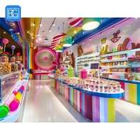 Aménagement intérieur commercial pour boutique industrielle, mobilier de vente au détail en verre, design de petite confiserie